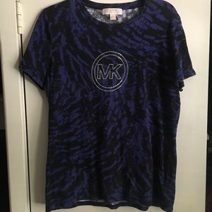 Michael Kors Cobalt Blue Black Logo Soft Tee